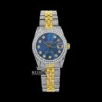 Roles Two Tone Moissanite Diamond Watch with Blue Dial