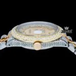 Two Tone Diamond Studded Roman Numerals Moissanite Diamond Watch Crown View