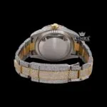 Two Tone Gold Dial Arabic Numerals Iced Out Moissanite Diamond Watch Caseback View