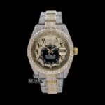 Roles Two Tone Gold Dial Arabic Numerals Moissanite Watch