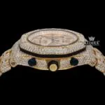 Two Tone Iced Out Chronograph Moissanite Diamond Watch Crown View