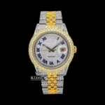 Roles Two Tone Iced Out Dial Moissanite Watch