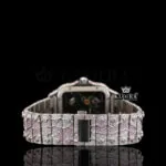 Two Tone Pink Skeleton Dial Fully Iced Moissanite Diamond Watch Caseback View