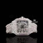 Cartior Two Tone Pink Skeleton Dial Moissanite Watch