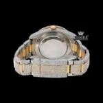 Two Tone Red Dial Roman Numerals Fully Iced Out Moissanite Diamond Watch Caseback View