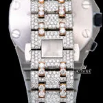 Two Tone Red Numerals Chronograph Iced Out Moissanite Diamond Watch Bracelet View