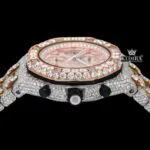Two Tone Red Numerals Chronograph Iced Out Moissanite Diamond Watch Crown View