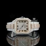 Cartior Two Tone Roman Numerals Moissanite Watch with sparkling diamonds