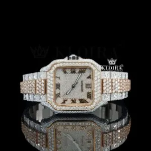 Cartior Two Tone Roman Numerals Moissanite Watch