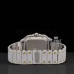 Two Tone Roman Numerals Yellow Dial Moissanite Diamond Watch Caseback View