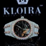 AP Two Tone Rose Gold Black Skeleton Dial Moissanite Watch