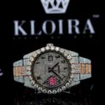 Roles Two Tone Rose Gold Dial Arabic Numerals Moissanite Watch showcasing its stunning design and detail.
