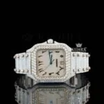 Two Tone Rose Gold Dial Arabic Numerals Moissanite Diamond Watch Front View