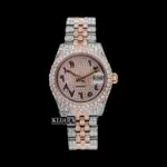 Roles Two Tone Blue Arabic Numerals Moissanite Watch