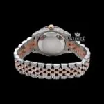 Two Tone Rose Gold Dial Blue Arabic Numerals Moissanite Diamond Watch's Caseback View