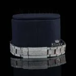Two Tone Rose Gold Dial Diamond Bezel Fully Iced Out Moissanite Watch Bracelet View