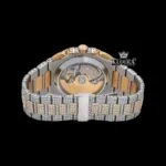 Two Tone Rose Gold Dial Stick Markers Subdial Iced Out Moissanite Watch Caseback View