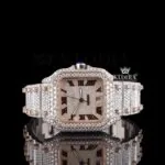 Cartior Two Tone Rose Gold Iced Out Moissanite Watch
