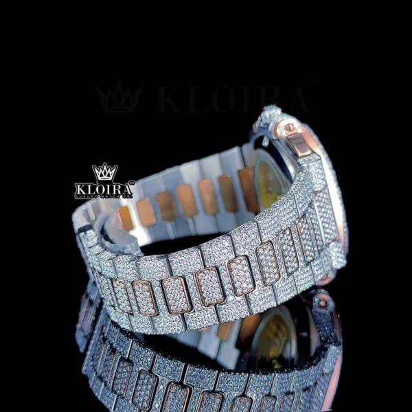 Two-Tone Rose Gold Stick Markers Chrono Moissanite Diamond Watch Bracelet View