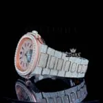 Two-Tone Rose Gold Stick Markers Chrono Moissanite Diamond Watch Left Side Bracelet View