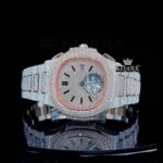 Patik Philippe Two-Tone Rose Gold Stick Markers Chrono Moissanite Watch with pavé-set dial