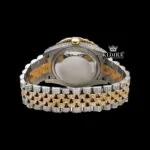 Two Tone Rose Gold Yellow Roman Numerals Moissanite Diamond Watch Caseback View
