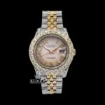 Roles Two Tone Rose Gold Yellow Roman Numerals Moissanite Watch showcasing luxury and brilliance
