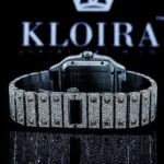 Two Tone Square Bezel Roman Numerals Fully Iced Out Moissanite Watch Back View