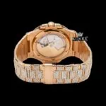 Two Tone Stick Markers Yellow Gold Moissanite Diamond Watch Caseback View