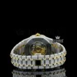 Two Tone Yellow Dial Arabic Numerals Iced Out Moissanite Diamond Watch Caseback View