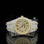 AP Two Tone Yellow Dial Arabic Numerals Moissanite Watch with Brilliant Stones