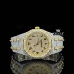 AP Royal Oak Automatic Tourbillon Watch with Two Tone Yellow Dial and Lab Grown Diamonds