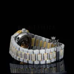Two-Tone Yellow dial Black Stick Markers Bust Down Moissanite Diamond Watch Bracelet View
