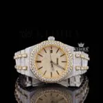 AP Two Tone Yellow Gold Dial Iced Out Moissanite Watch