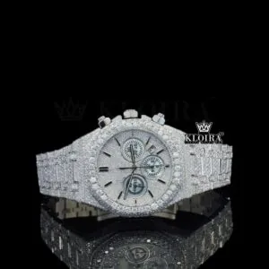 AP Royal Oak Chronograph Diamond Watch in White Gold