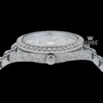 White Dial Arabic Numerals Full Iced Out Moissanite Watch Crown View