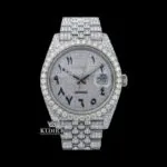 Roles Moissanite Watch with White Dial and Arabic Numerals