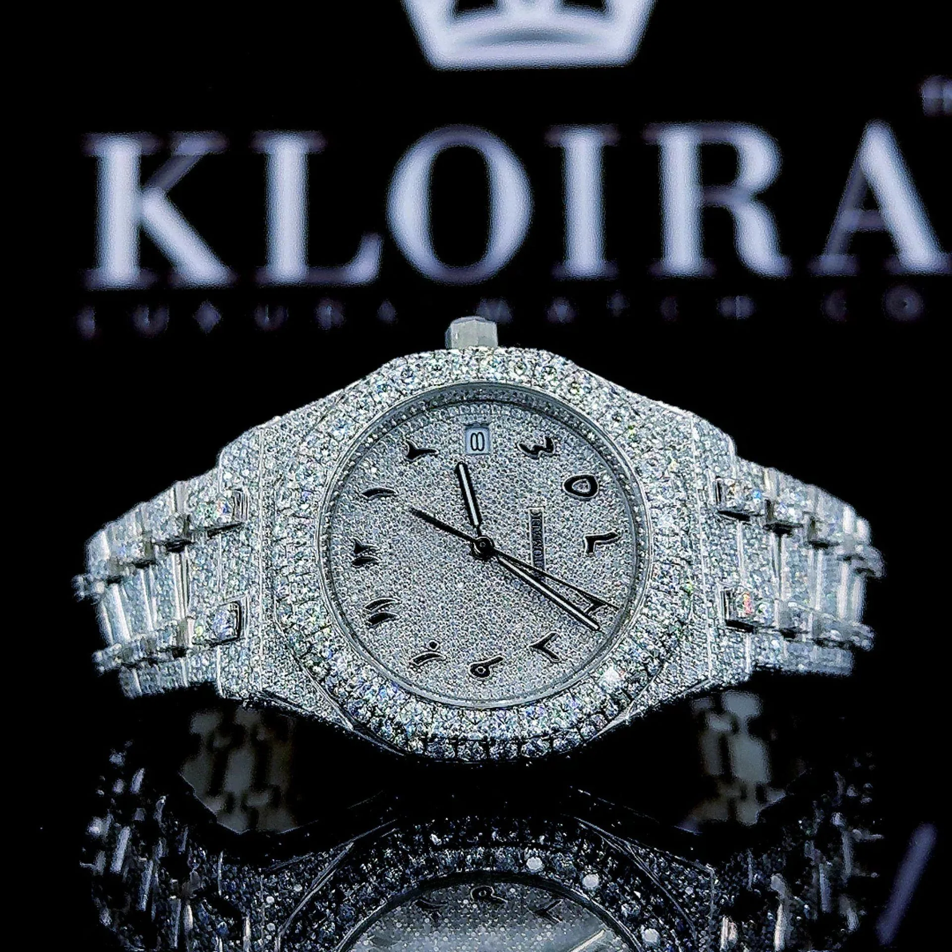 AP Royal Oak Moissanite Diamond Watch with White Dial and Iced-Out Design