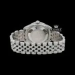 White Dial Black Roman Numerals Bust Down Moissanite Diamond Watch Caseback View