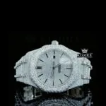 AP Royal Oak Moissanite Watch with White Dial and Iced-Out Bracelet