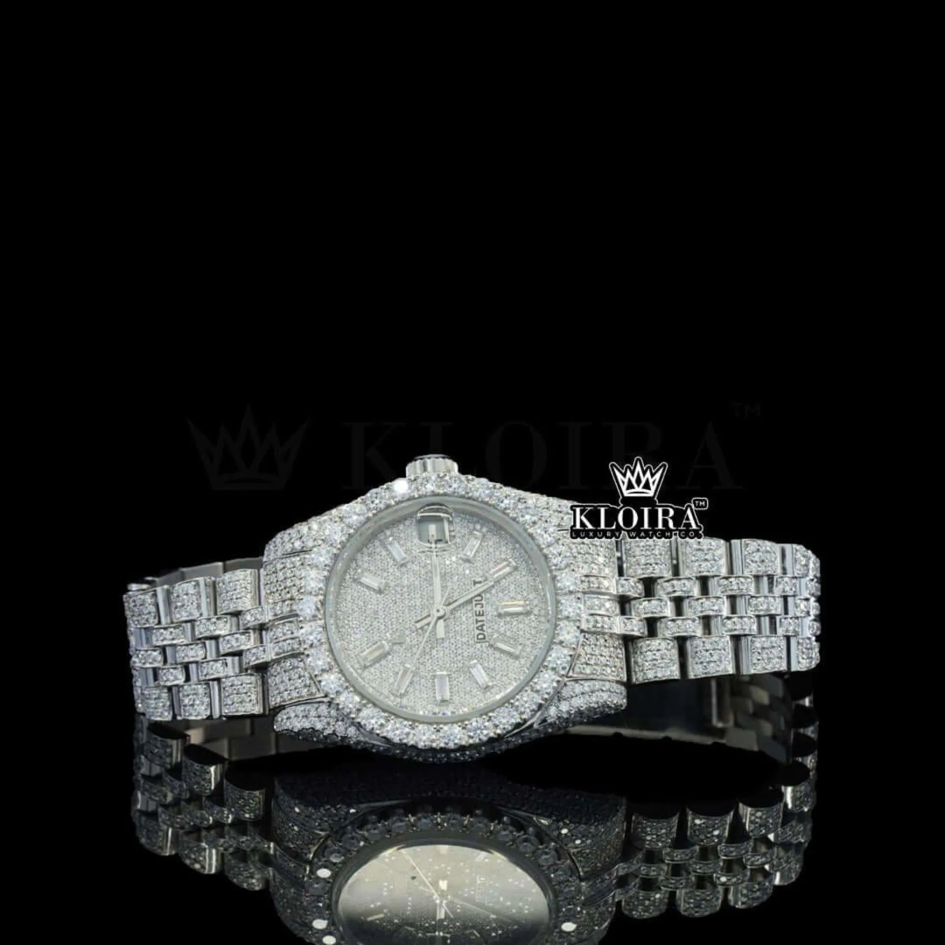 Roles Moissanite Watch - White Dial with Diamond Markers and 14K Gold Plating