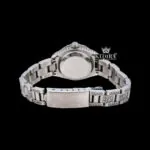 White Dial Diamond Markers Date Display Moissanite Diamond Watch Case Back View