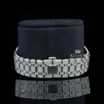 White Dial Diamond Markers Fully Iced Out Moissanite Watch Bracelet View