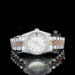 Roles Moissanite Watch with white dial and diamond markers view