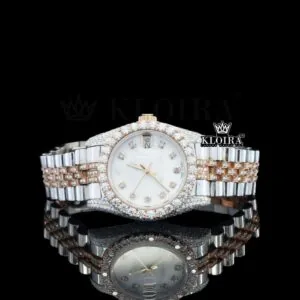 Roles Moissanite Watch with White Dial and Diamond Markers