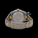 White Dial Dual Time Two Tone Moissanite Diamond Watch Caseback View