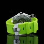 White Dial Green Rubber Strap Iced Out Moissanite Diamond Watch Bracelet View