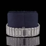 White Dial Rainbow Roman Numerals Fully Iced Moissanite Diamond Watch Bracelet View