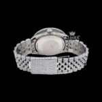 White Dial Roman Numerals Diamond Link Strap Moissanite Watch Caseback View