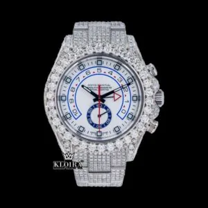 Roles White Dial Standard Numerals Fully Iced Out Moissanite Watch